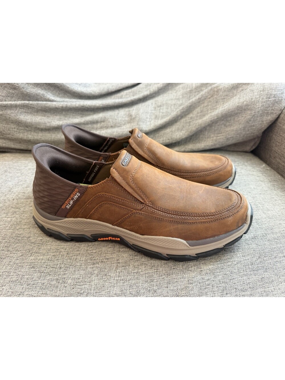 Skechers Slip Ins Respected Elgin Mens Brown Leather Goodyear Sz 13